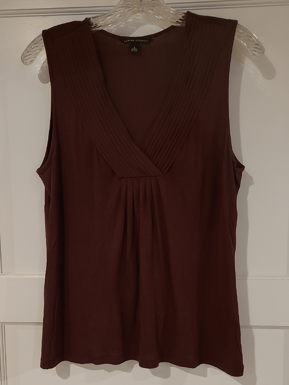 Banana Republic Sleeveless V-Neck Pleated Tank - Dark Brown